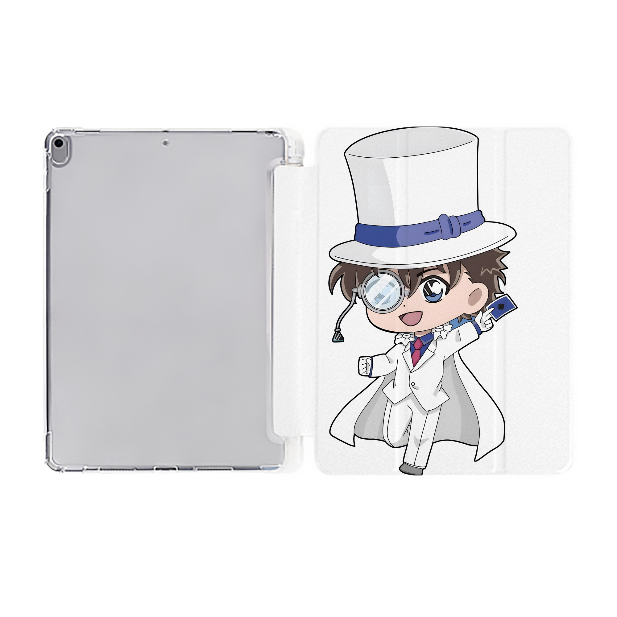 （画像用） 名探偵コナン くろば かいと Detective Conan Kuroba Kaito IPad ケース ペン収納付き 三つ折りスタンド PUレザー×シリコン 対応機種9.5/10.5/10.9インチ